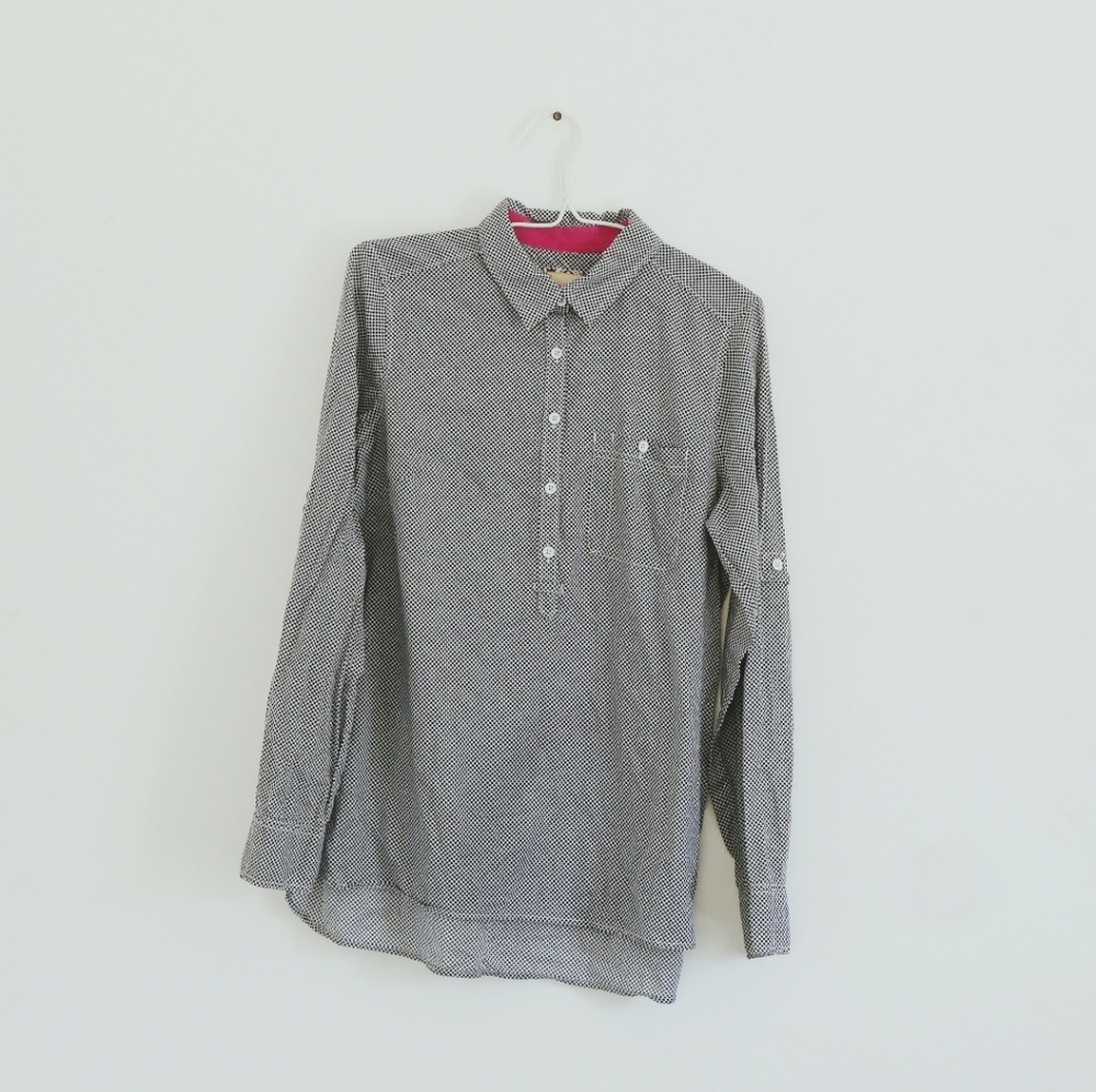 G.H. Bass & Co Blue Black and White Polka-dot Button Down